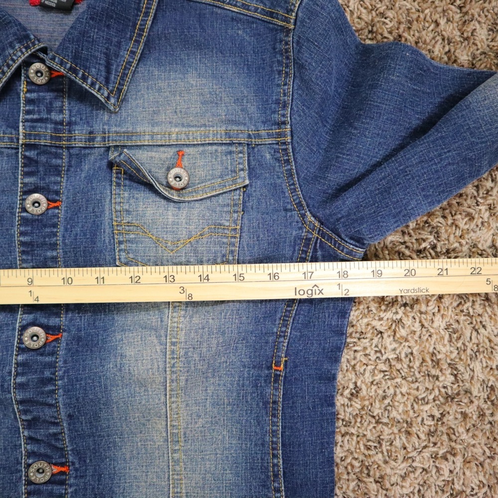 Southpole Jean Jacket Y2K Cropped Denim Women's Medium‎ 18.5x21 - Picture 6 of 9
